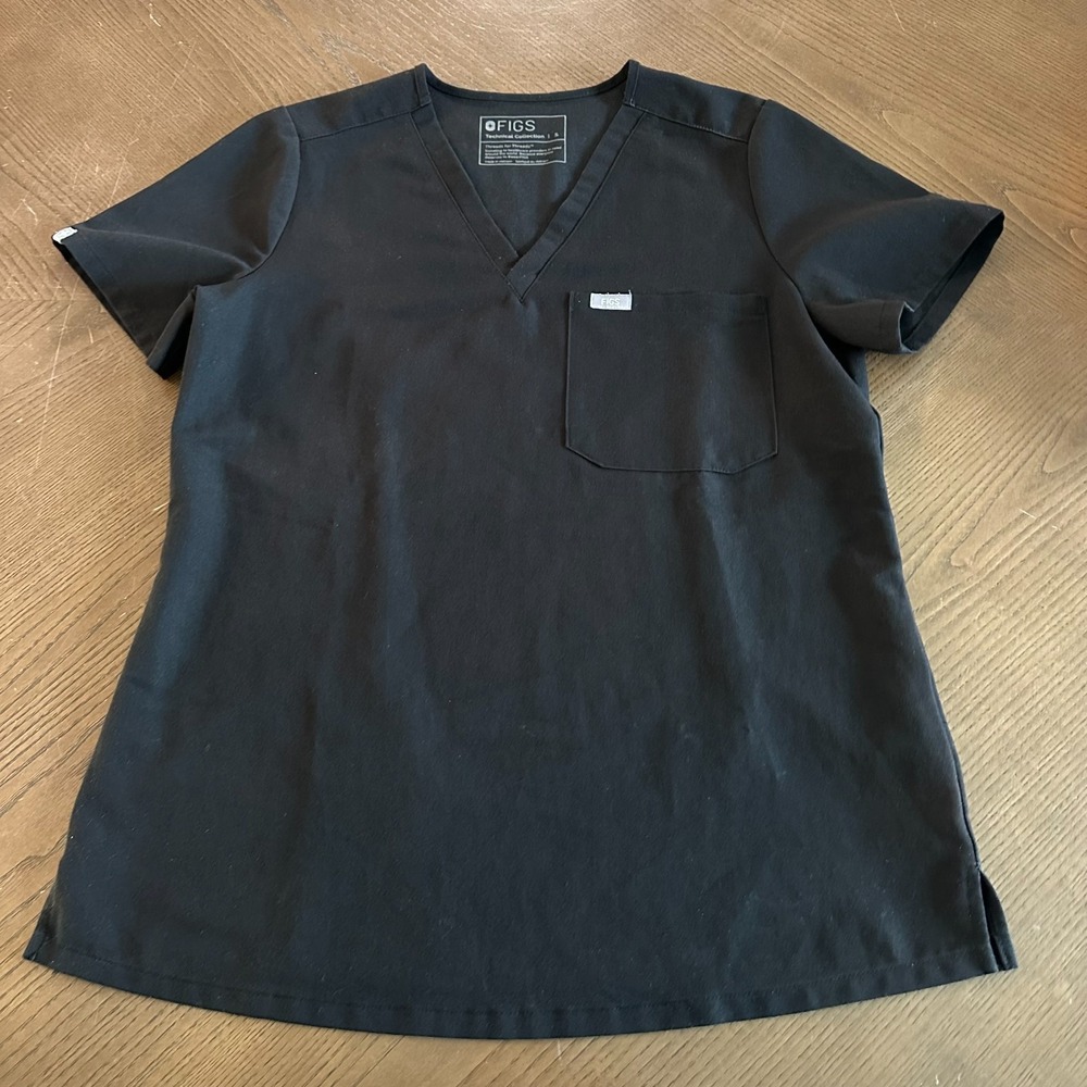 Figs Black V-Neck Scrub Tunic